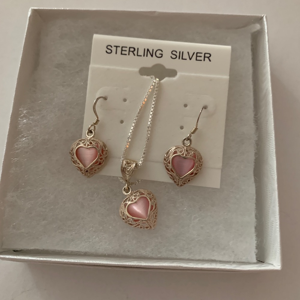 Sterling Silver Handmade Necklace and Earring Set - New